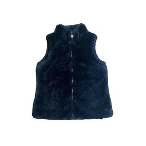 River Woods Girls Navy Blue Faux Fur Vest Jacket Large 14